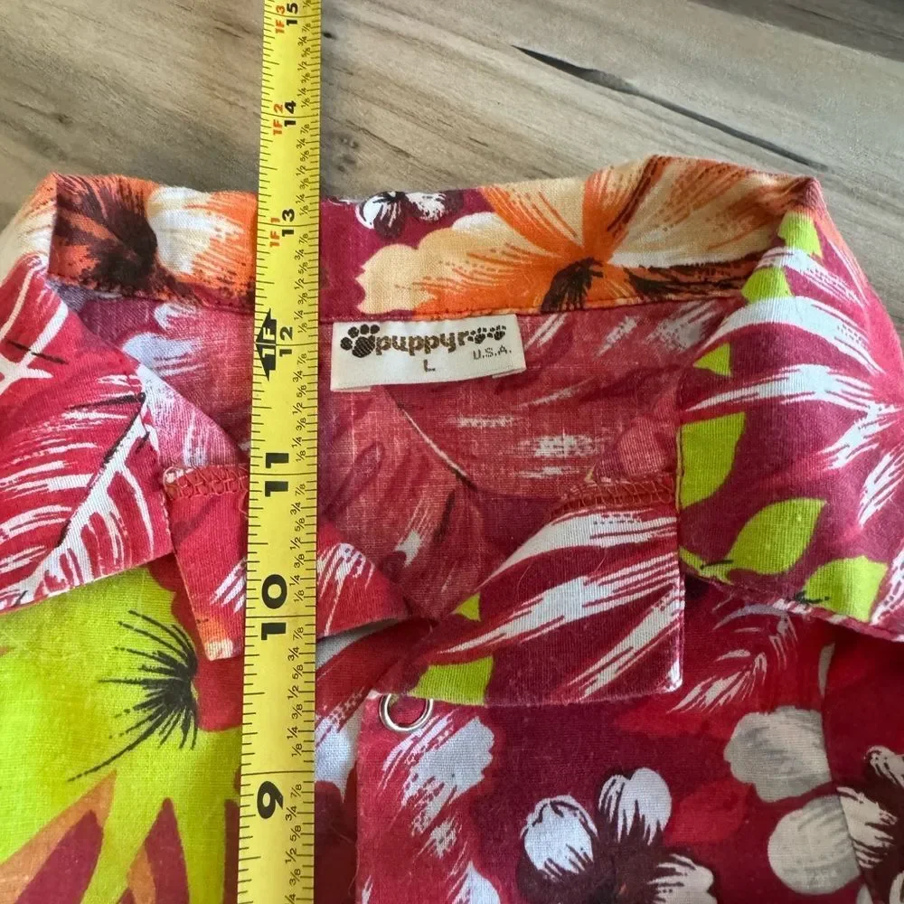 Red Floral Pet Hawaiian Shirt for Puppy Dog